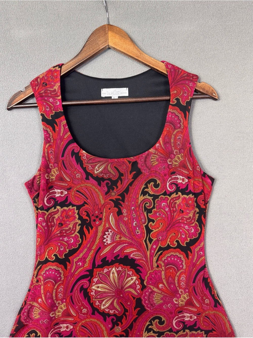 Vintage 90’s Bias Cut Sleeveless Paisley Sheath Dress in Red and Black, Large - Picture 2 of 15